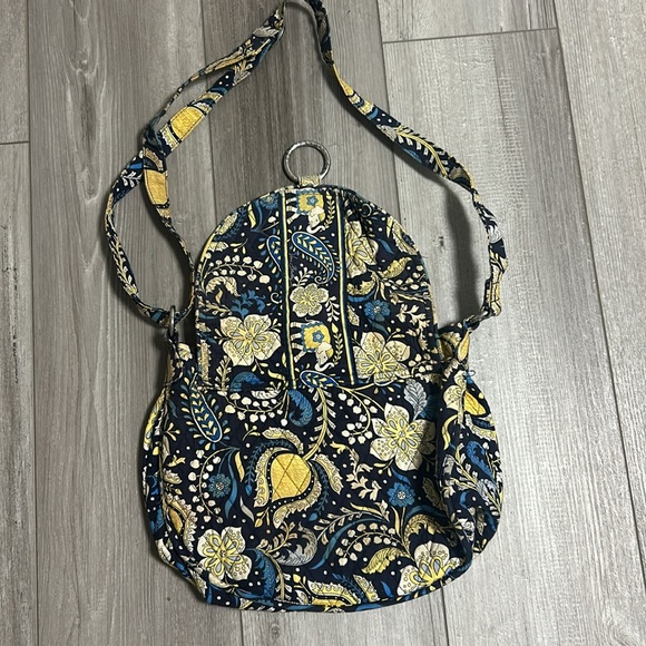 Crossbody Bag Vera Bradley Hipster Yellow & Blue Elephant Pattern Purse Magnet - Picture 5 of 6